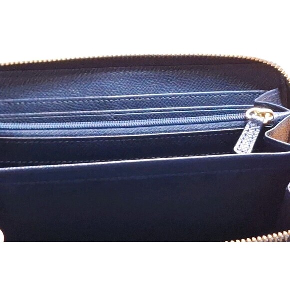 COACH Color Block Zip-Around Wallet Outside and Inside Pocket Sky Blue and Navy - Picture 10 of 10
